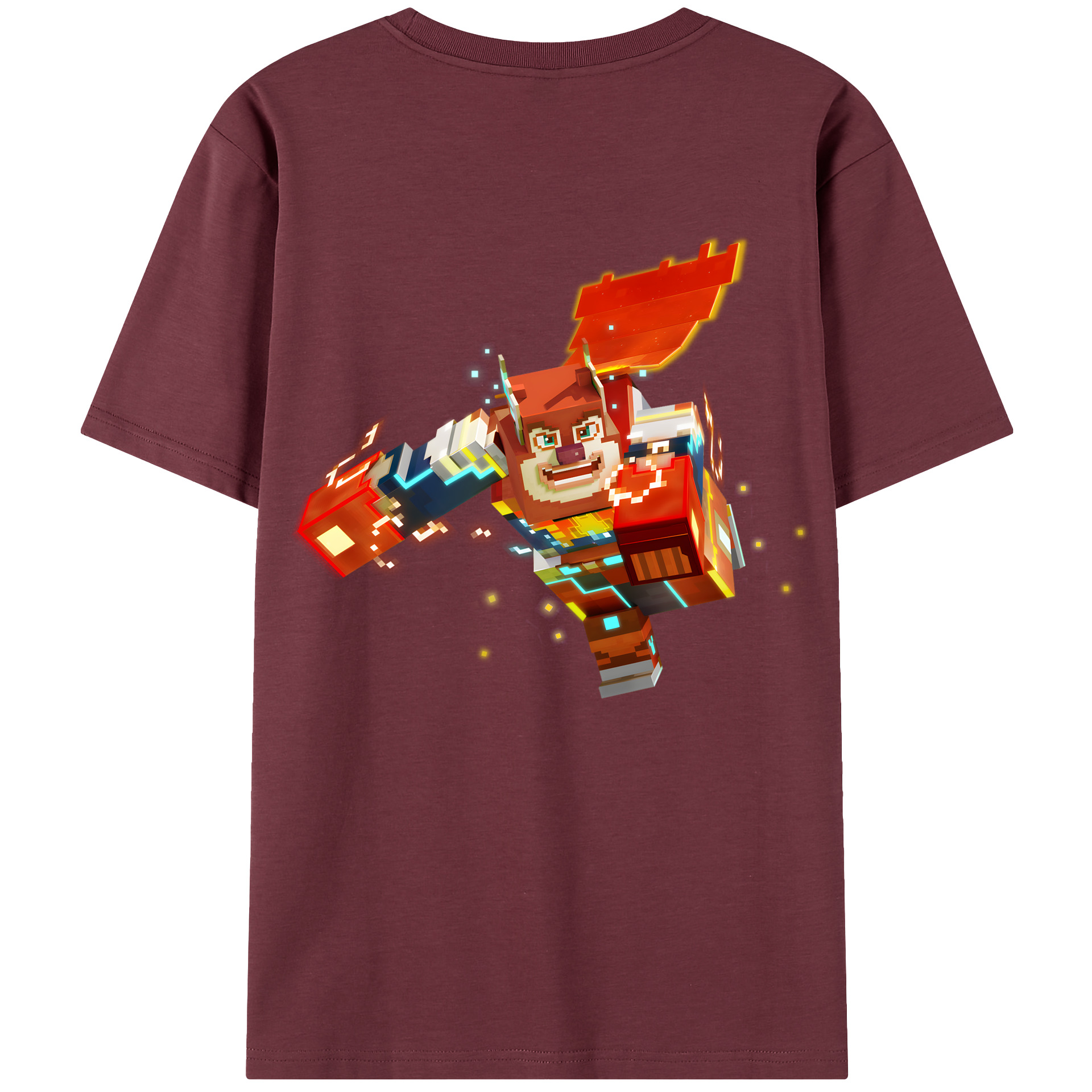 （画像用） マインクラフト ブロックの世界 Minecraft MC Block world 綿100％半袖Tシャツ（背面プリント）